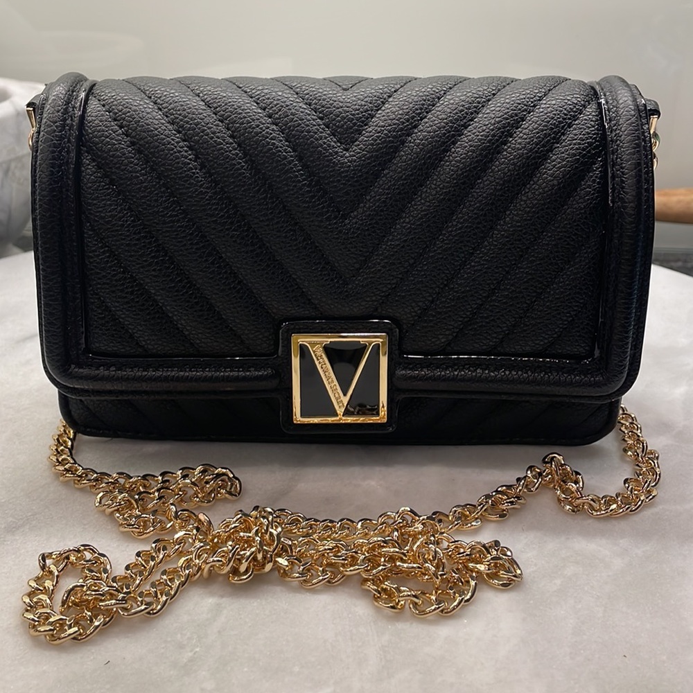 NWOT Victoria's Secret - The Victoria Mini Shoulder Bag - Black and Gold